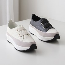 천연가죽 두줄밴딩 발편한 통굽 키높이 4cm 운동화 슬립온 스니커즈 페르지노 446