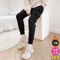 여성 따뜻 융털 안감 카고 밴딩 조거 팬츠 바지 빅사이즈까지