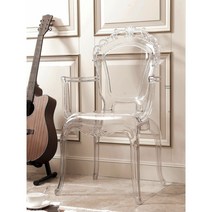 북유럽 투명 엔틱 의자 아크릴 고스트 암체어 크리스탈 화장대의자, 25 팔걸이가 없는 투명 그레이_ 심플디자인