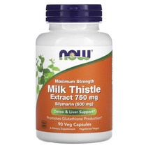 Now Foods (나우 푸드) 나우푸드 밀크시슬 추출물 최대 강도 750mg 베지 캡슐 90정, 5개