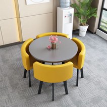 북유럽 4인용 대리석 세라믹 원형 스퀘어 테이블세트 가죽의자 거실라운지식탁 홈카페, A
