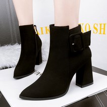 도오빠 로뎀 여성 앵클 부츠 하이힐 8cm 스틸레토 버클 통굽 펌프스 가을 겨울 여자앵클부츠 구두