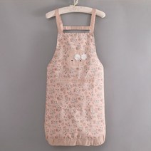 1+1 에클리츠 토끼 자수 앞치마 단체 식당 카페 어린이집 주방 업소, 핑크+핑크