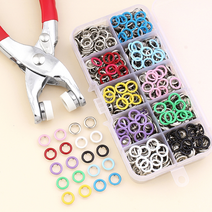 똑딱이 단추펀치 펀칭기 단추펜치 만능 스냅단추 100개 세트, 펀칭기+단추 100개