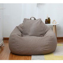 빈백 쇼파 쿠션 큰 작은 릴렉스 소파 커버 의자없이 필러 리넨 천 안락 좌석 가방 푸프 퍼프 소파 다다미 거실 침실, 아마 갈색, 80×90cm