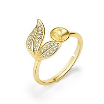 비즈공예 원석 패션 크리 에이 티브 925 스털링 실버 반지 조정 가능한 크기 빈 트레이 상감 진주 여성 Diy, 36 18 gold