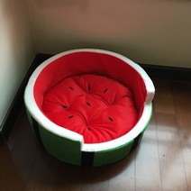 베스트 슬립 패밀리 저상 토퍼 가족 침대 매트 수박 애완 동물 귀여운 개집 과일 고양이, 빨간색, l 7.5kg 미만 애완동물