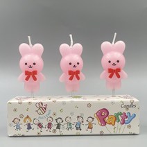 /국내배송/귀여운 리본토끼초 레터링 케이크 생일 케이크 대량판매 1팩/24팩/10팩(3개입), 24팩, 핑크(3개입)
