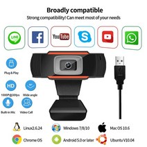 웹캠 1080p full hd web camera for pc 컴퓨터 노트북 usb web cam with 마이크 autofocus web camara webcamera, 1-검은 색