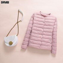 DFMEI여성 슬림 라운드 다운 내피 보온 숏 빅사이즈 코트 노카라