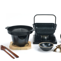 1인용 일본 미니화로 스끼야끼 원형 사각 샤브냄비 그릴 나무우드워머 혼술캠핑감성용품, 1. 이로리 1인용 스끼야끼 일본 화로