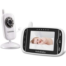 HelloBaby 카메라 및 오디오가 있는 비디오 베이비 모니터 - 적외선 야간 시야 | 양방향 통화 | 실내 온도 | 자장가 | 장거리 및 대용량 배터리