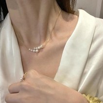 천연 더블 천연 진주 목걸이 14K 체인 미니멀 디자인 럭셔리 무드룩