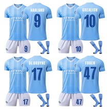 23-24 맨시티 챔피언스리그 유니폼 홀란드 그릴리쉬 데브라이너 포든 성인 어린이 주니어 축구 유니폼 상하의 세트+양말