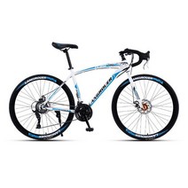 로드자전거 700C High carbon steel Road Bike 21 Speeds Double Disc Brake Bcycles for Adults Man Woman, 01 WHITE_01 26 inch_02 27