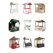 접이식 가판대 노점 진열대 야시장 행사, 상세 페이지 참고, 흰색 선반 + 빨간색 바구니 천