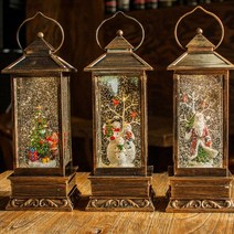 1971 LED 사각랜턴 산타 크리스마스 워터볼 오르골 (산타/눈사람/트리), 눈사람