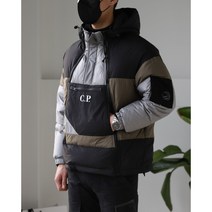 컴파니 배색 구스다운 렌즈 지퍼 아노락 패딩자켓 점퍼 겨울 cp컴퍼니