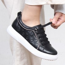 천연가죽 JHAJAG 큐빅라인 밴드 운동화 키높이 여성 스니커즈 수제라인 패션슈즈