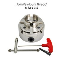 4 인치 100mm 크롬 도금 스크롤 척 4-Jaw M33 1 M18 목공 터닝 툴 액세서리 셀프 센터링 목재 선반 키, [01] M33 x 3.5mm, 01 M33x3.5