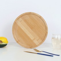 키친몰 대나무 원형 우드 트레이 25cm 원홈 나무 쟁반 커피숍 서빙 주방 카페 인테리어 플레이팅 다과