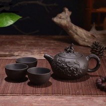 티포트 약탕기 150ml 이싱 찻주전자 자cla빛 점토 쿵푸 차 세트 수제 드래곤 코끼리 다람쥐 3 개 컵, 01 s11