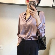 블라우스 세련된 오피스 새틴 격식 모임룩 8