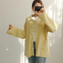 모노위크 와이드소매 오버핏 버튼 카라넥 니트 가디건