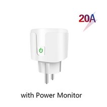 스마트 플러그 스위치 콘센트가리개 diyCoRui 20A EU Tuya 와이파이 스마트 플러그 무선 소켓 타이머 원격, 01 1PC, 02 With power montior