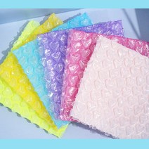 레인몰 하트 뽁뽁이 에어캡 포카 포장 선물 10x10cm 5장, 소-에메랄드