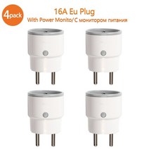 16A 10A 스마트 플러그 소켓 Alexa Google Home WiFi 2.4G와 호환되는 인증 iot콘센트, EU 플러그, 16A 4 개