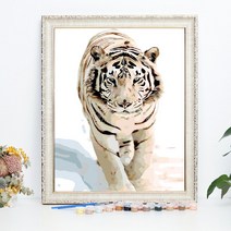 diy 호랑이 백호 흑호 유화 그림 그리기 집에서 하는 취미 생활 액자미포함, 50cmx65cm눈 덮인 맹호Diy