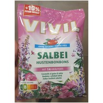 (독일마트) VIVIL 비빌 세이지 14 허브 캔디 사탕 무설탕 88g 7팩 Sage without sugar candy