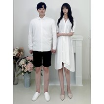 커플 시밀러룩 여름 화이트 원피스 오버핏 셔츠 데이트룩 여행 신혼여행 웨딩촬영
