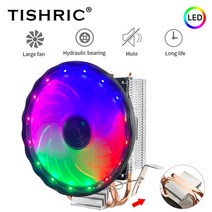 tishric cpu 쿨러 팬 컴퓨터 cpu 방열판 4 핀 pwm 팬 rgb cpu 냉각 라디에이터 팬 for intel lga2011 115x 1366 x99 am4, 2개의 히트 파이프, 라이젠 am4 소켓