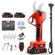 YUON 21V독일 고급형 대용량 충전식 브러시리스 전동 전지가위6cm 풀세트 톡톡365+배터리+2.5m연장장대+전용백+고글+수리킷, 1세트(배터리 2개+수납함+연장대)