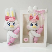 리코캔디인형(옵션:투명창쇼핑백), 리코캔디인형+흰색투명창쇼핑백(연분홍체크리본)