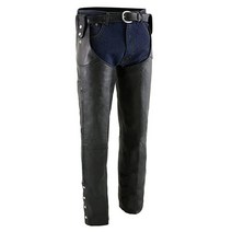 Milwaukee Leather SH1198 남성용 블랙 조절 가능한 사이드 스냅 벨트 챕스 감소 - 4XL, XXX-Large