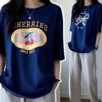 면 트윌러 체리 리본 여성 데일리 여름 반팔 티셔츠