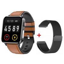 남자 PPG ECG E86 스마트 워치 체온 심박수 혈압 모니터 Smartwatch 1.7 인치 여성 스포츠 시계, 09 Dual Strap