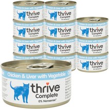 쓰라이브 컴플리트 그레인프리 고양이 주식캔 75g, 12개, 치킨&치킨간&야채