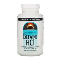 Source Naturals Betaine HCl 650 mg 180 Tablets 소스 내추럴스 베타인HCl 650mg 180정, 1개, 기본