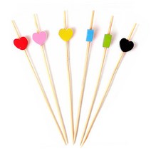 하트 대나무 과일꼬지 100p (수제햄버거 샌드위치 떡꼬치 과일꽂이 디저트 산적 요지 이쑤시개), 핑크