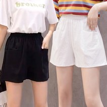 1+1 밴딩 린넨 와이드 숏 반바지 통바지 여름 여성 팬츠