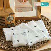 리에또 밤부 엠보 가제 무형광 아기 신생아 손수건, 쿠우사각, 10매