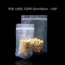 PET 투명 스탠드 지퍼백 지퍼팩 20cmX30cm 100매, 1, 단일옵션