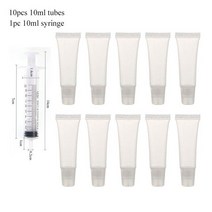 베이스젤오일 립글로스만들기 립글로즈만들기세트 립글로즈만들기세트청담언니 립글로즈만들기통 립글로즈 투명 플라스틱 립글로스 립밤 부드러운 스퀴즈 서브 튜브 메이크업, 1.10pcs 10ml