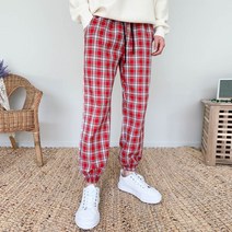 모룸 체크 와이드 밴딩 조거팬츠 6컬러 M1758