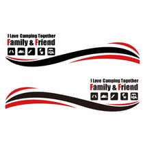 라인 캠핑카 스티커 투톤 카라반 꾸미기, 검+빨, 역방향