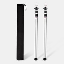 제로캠퍼 알루미늄 합금 길이조절 3단 폴대2개+캡2개+가방, 1세트